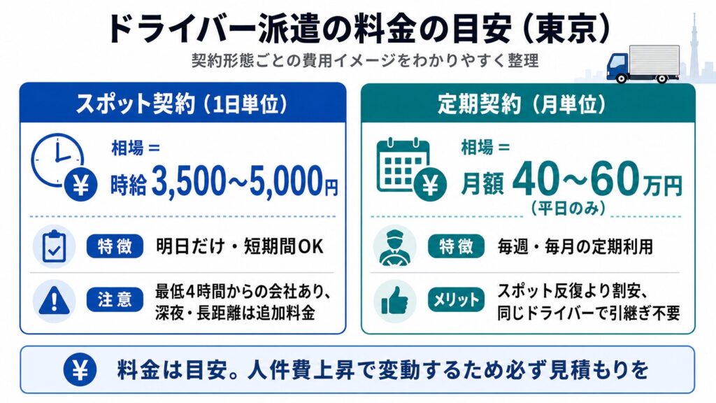 「料金の目安」比較表(スポット vs 定期)