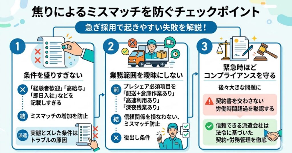 焦りによるミスマッチを防ぐチェックポイント