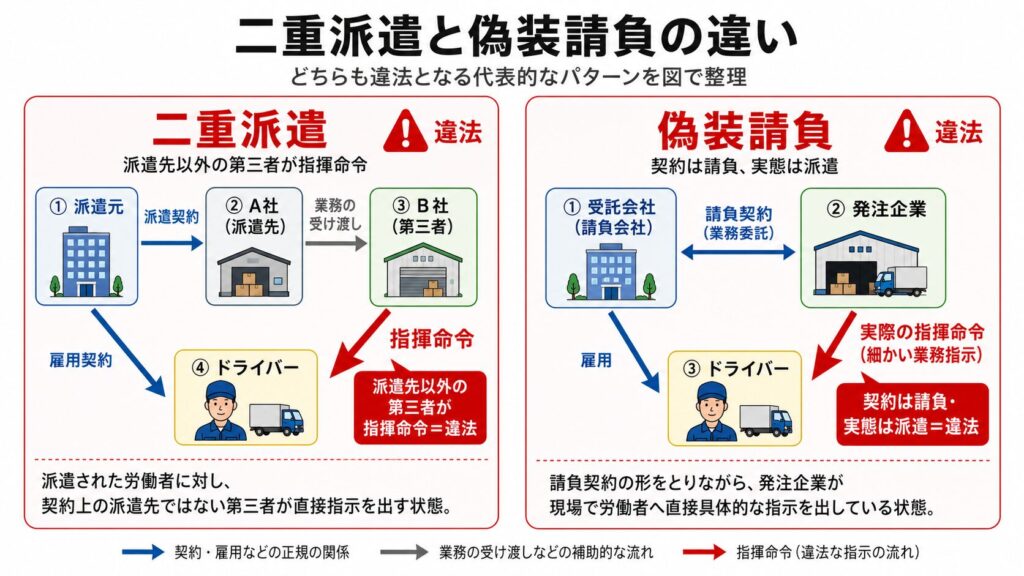 二重派遣と偽装請負の違い