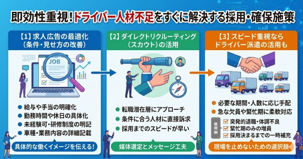 即効性重視！ドライバーの人手不足をすぐに解決する採用・確保施策