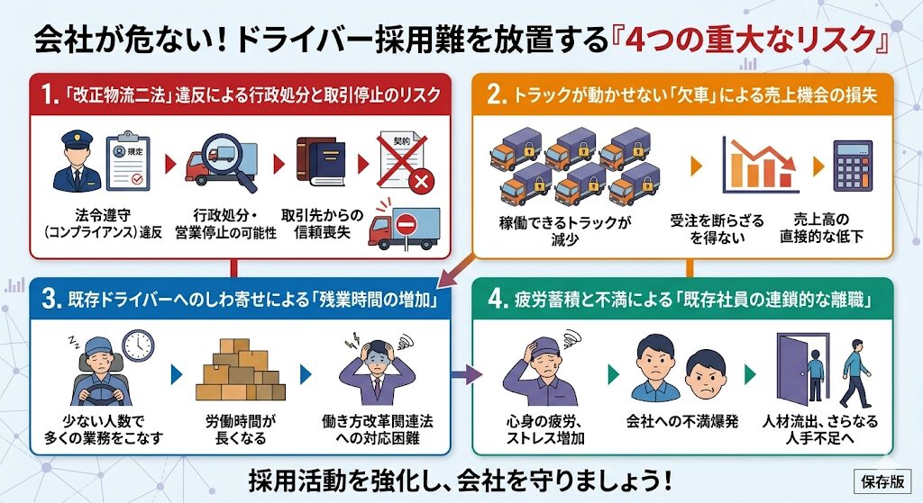 会社が危ない！ドライバー採用難を放置する「4つの重大なリスク」
