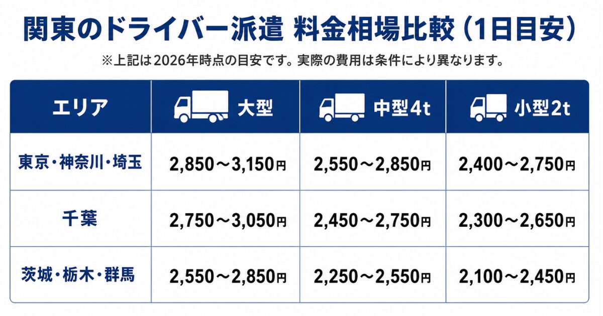 ドライバー派遣の料金相場の考え方