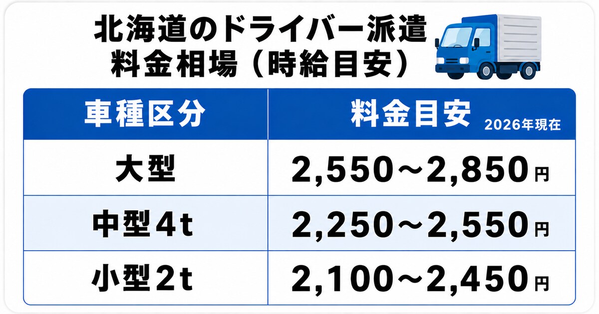 北海道のドライバー派遣料金相場