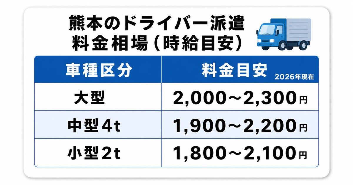 熊本のドライバー派遣料金相場