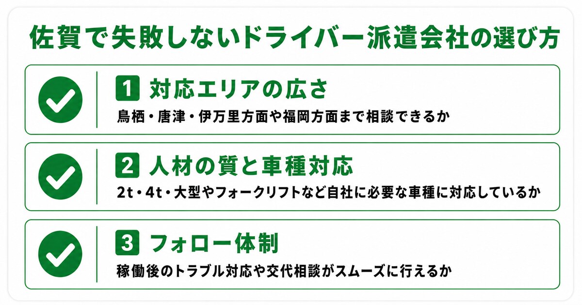 佐賀でドライバー派遣会社を選ぶポイント