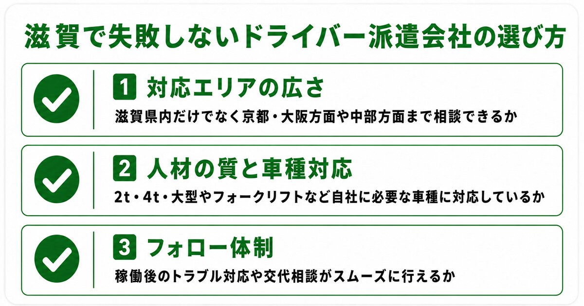滋賀でドライバー派遣会社を選ぶポイント