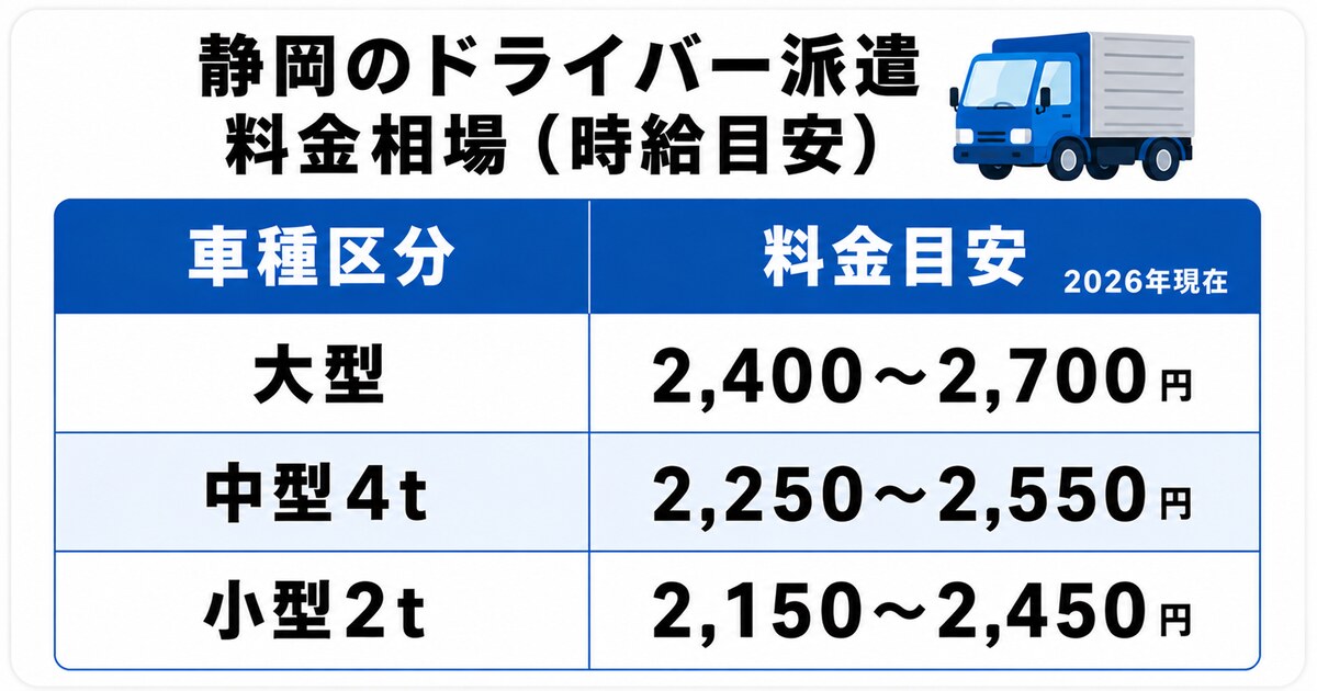 静岡のドライバー派遣料金相場